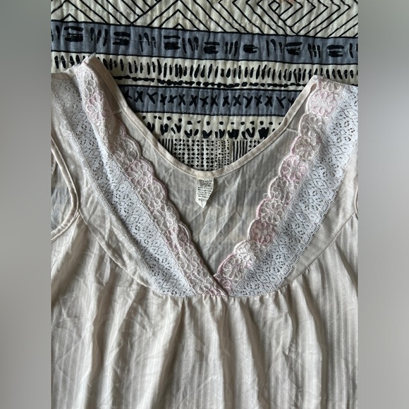 Vintage Women’s Striped Lace Pink Feminine Nightgown Sleepwear Dress M - Picture 6 of 9